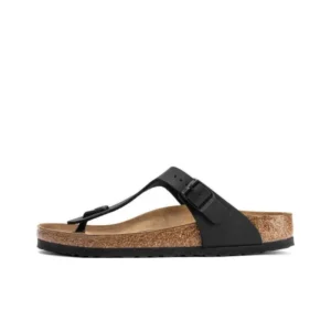 Branded Leather Buckle Black Flip Flops for men